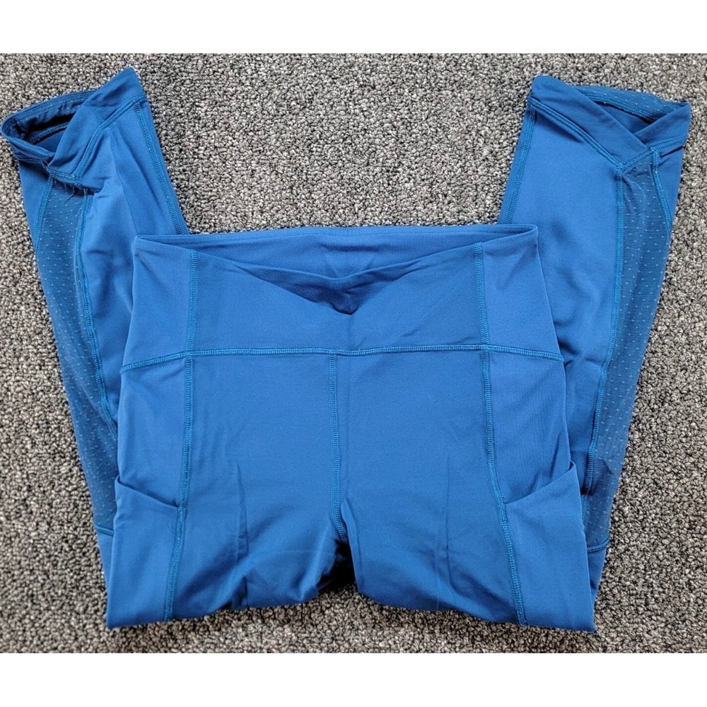 Lululemon Leggings Women 6 Blue Sole Training Crop Luxtreme Mesh Panels Gym Yoga